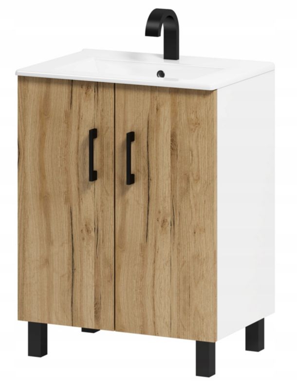 Szafka łazienkowa ADK Meble pod umywalkę Viki 50 dąb /biały 1 szt.