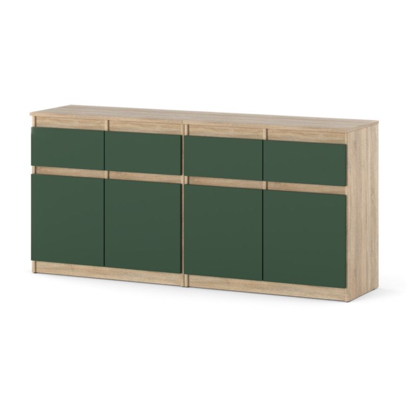 Komoda Hurtownia-Mebli Szuflady 4 Olia Mini 160cm Dąb Sonoma Butelkowa Zieleń 160x35x75 cm 1szt.