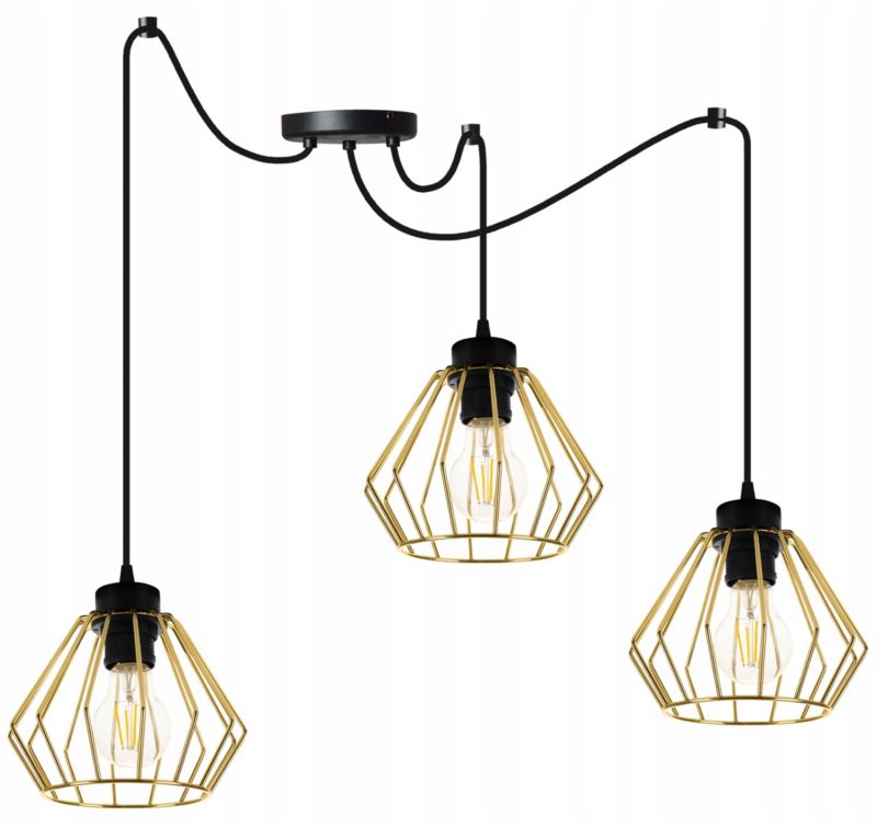 Lampa sufitowa wisząca Light Home LH Santos Pająk 3x E27 60W złoty 1szt.