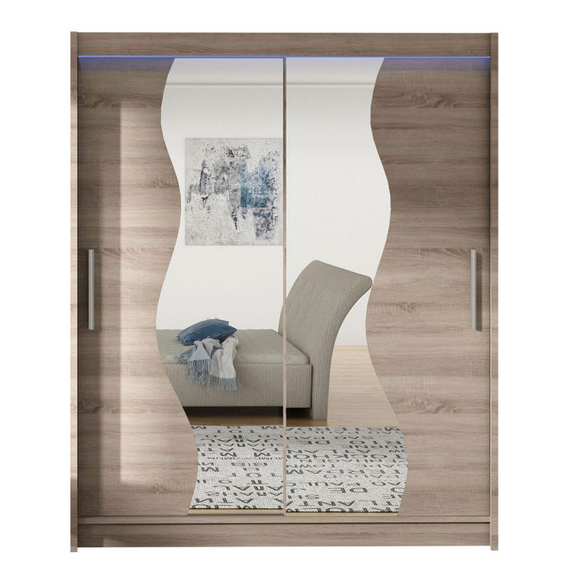 Szafa MIRJAN 24 z drzwiami przesuwnymi Presto S z oświetleniem RGB trufel/lustro 1 szt.