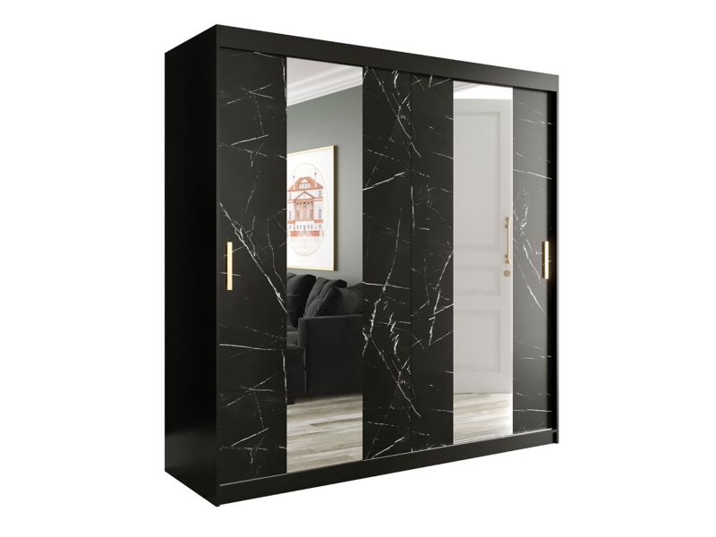 Szafa MIRJAN 24 Marmur Pole 200 czarny mat / czarny marmur 1 szt.