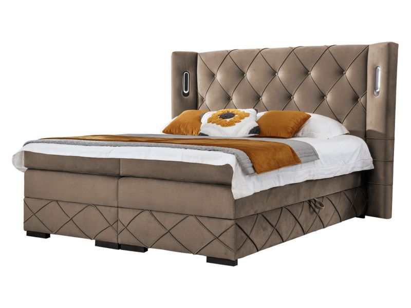 Łóżko kontynentalne MIRJAN 24 Focus Lux 200x200 caffe latte 1 szt.