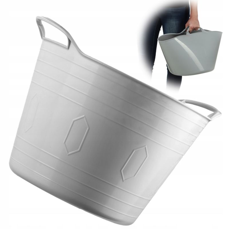 Kosz Na Pranie KADAX Plastikowy miednica Uniwersalny 26L Kwadratowy szary 1szt.