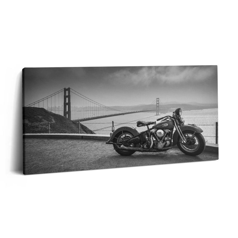 Obraz na płótnie Wallfluent 100x50 cm Motocykl i most Golden Gate 1 szt.