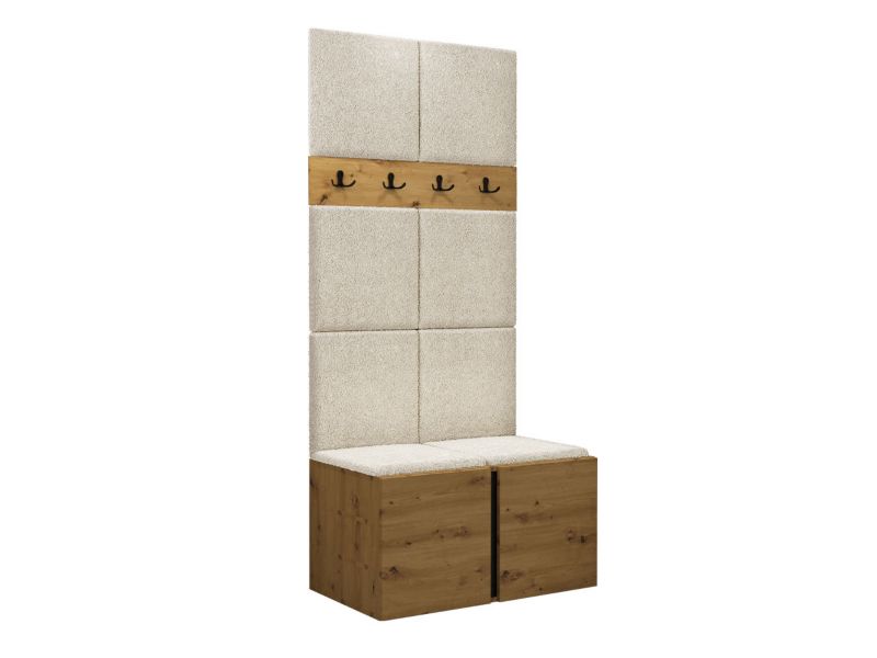 Garderoba MIRJAN 24 Orion IV dąb artisan/czarny + beżowa bukla 1 kpl.