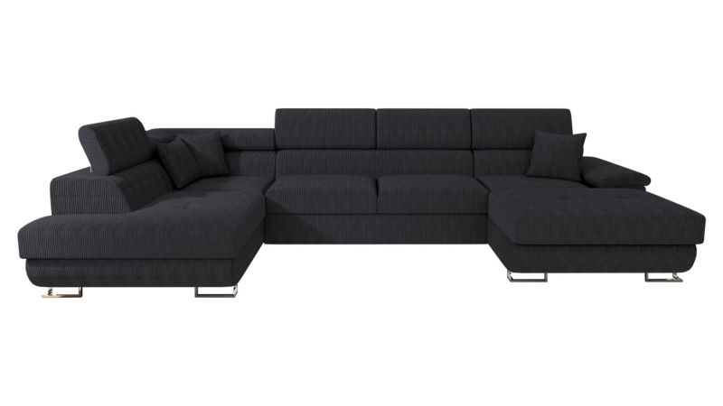 Narożnik z funkcją spania MIRJAN 24 Cotere Bis Sztruks lewy czarny 1 szt.