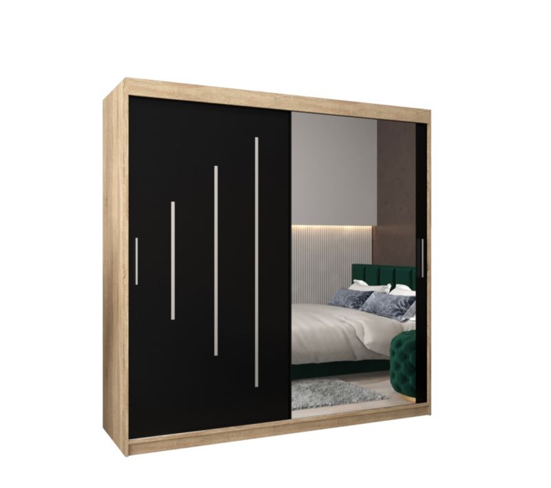 Szafa przesuwna Garderoba Abiks YORK 2 200 sonoma/czarny 1 szt.