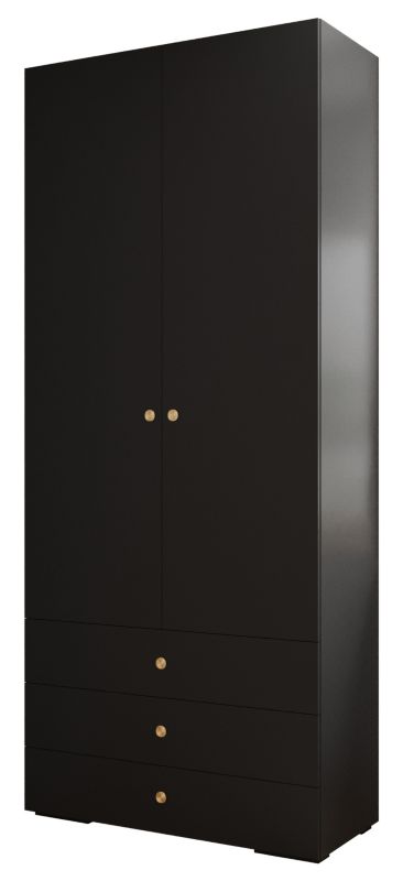 Szafa z szufladami wysoka Abiks INOVA 2 2D 3SZ czarny+złoty 1 szt.