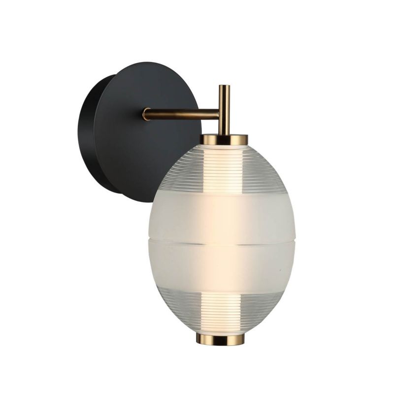 Kinkiet Italux Rinot czarno-złoty-biały-przezroczysty styl nowoczesny LED 8W 3000K 470lm IP20 wym: 29 x 15 x 24 cm - 1 szt.