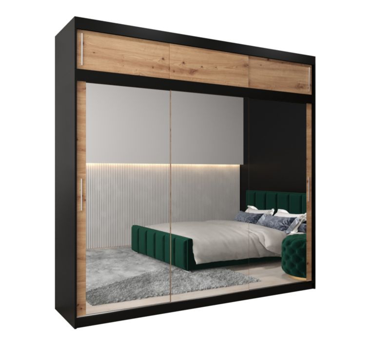 Szafa przesuwna Garderoba Abiks Tokyo 3 250 czarny + artisan z nadstawką 1 szt.