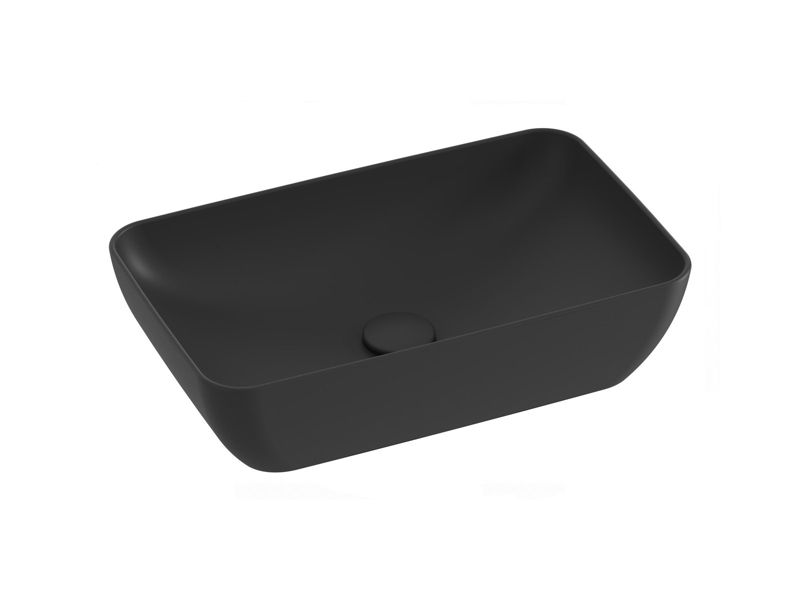 Prostokątna umywalka ceramiczna nablatowa Ravak Uni 500 R Slim cienkościenna czarny mat 1szt