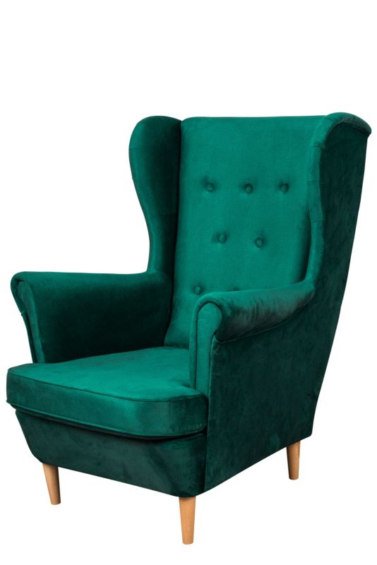Skandynawski Fotel Uszak do salonu Bonni Floki Ciemny Zielony 1 szt.