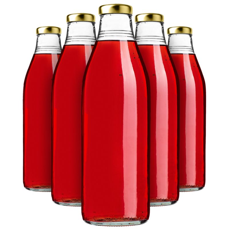 Butelka szklana KADAX na sok Arvigo 1L ze złotą zakrętką 5 szt.