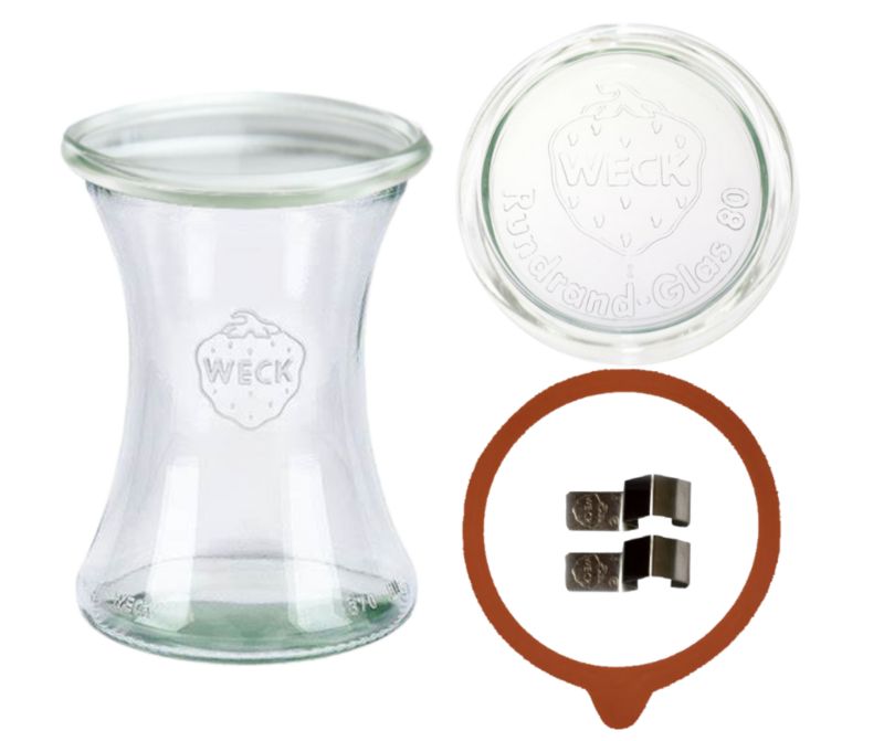 Słoik MODO24 Weck 370 ml fi 80 deli szklane wieko gumka zapinki 1 kpl.