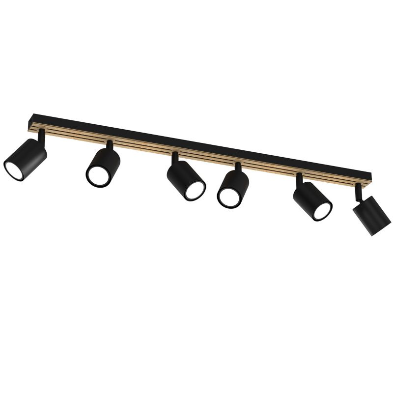 Lampa sufitowa Luminex Terra czarny mat-jasne drewno Listwa z lampami 6 x GU10 x 8W wym: 15,5 x 80 x 5,5 cm - 1 szt.