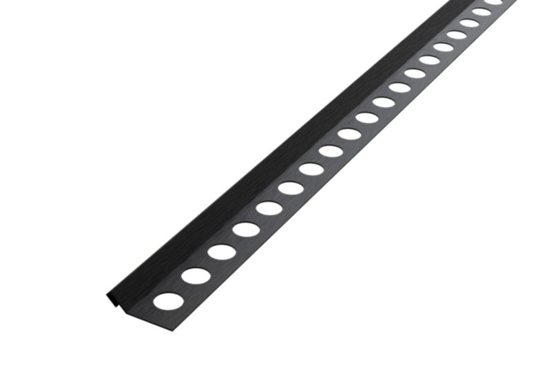 Profil narożny Rs Lambro do płytek ciętych na 45 stopni czarny matowy 1.2 cm x 270 cm 1 szt.