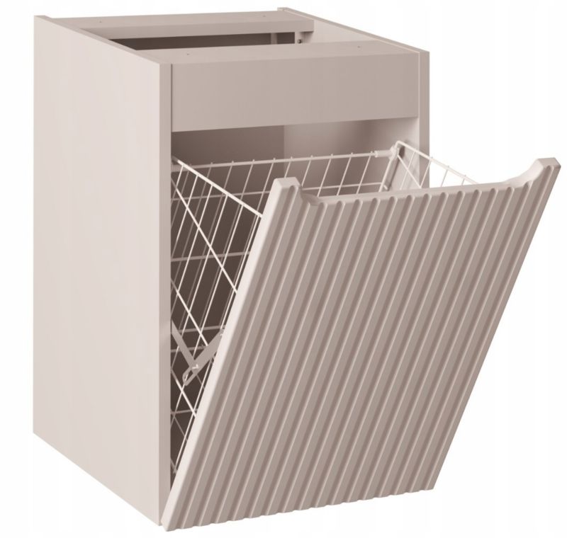 Szafka łazienkowa wisząca z koszem na pranie 40 cm front ryflowany Nova Kaszmir Beżowa Furnidea 1 szt.