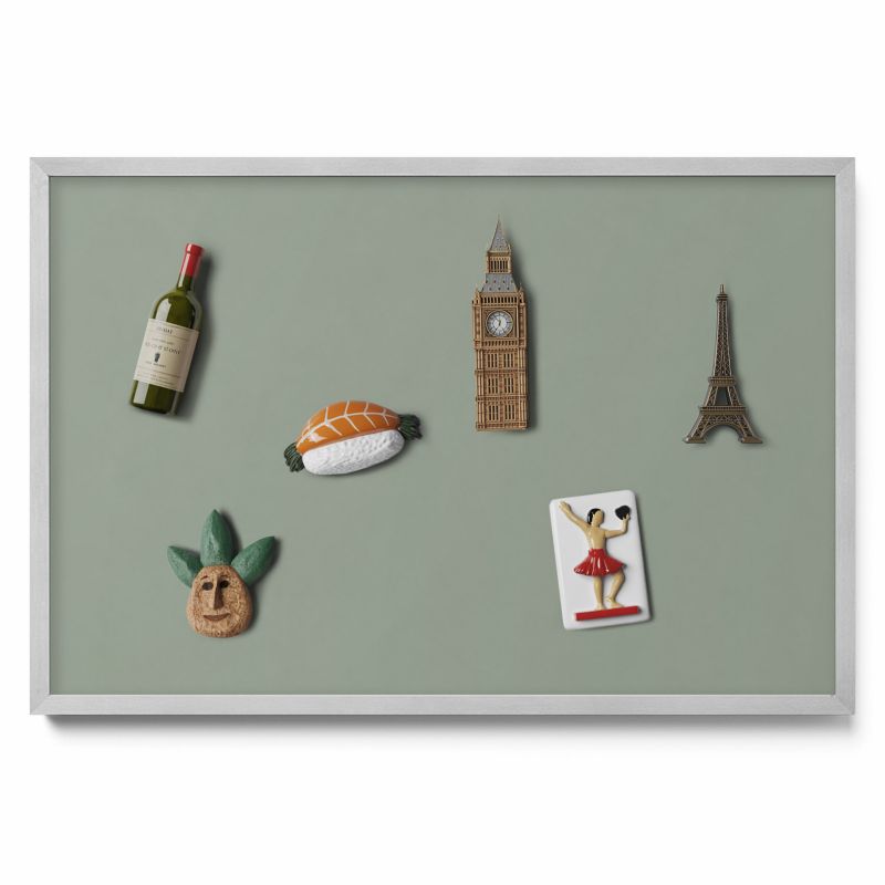 Tablica na magnesy Tulup 60x40 cm Kolor jasny oliwkowy w srebrnej ramie 1 szt.