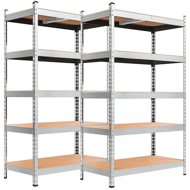 Regały metalowe magazynowe Springos 205x120x45cm 1000kg 5 półek do garażu, piwnicy 2 szt.