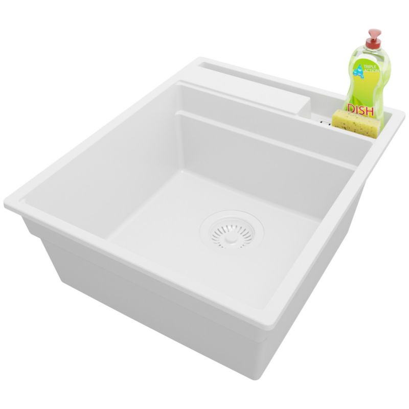 Zlewozmywak Oslo Pocket PRIMAGRAN Nablatowy 43x53cm do szafki od 45cm z Syfonem Cały Biały 1 szt.