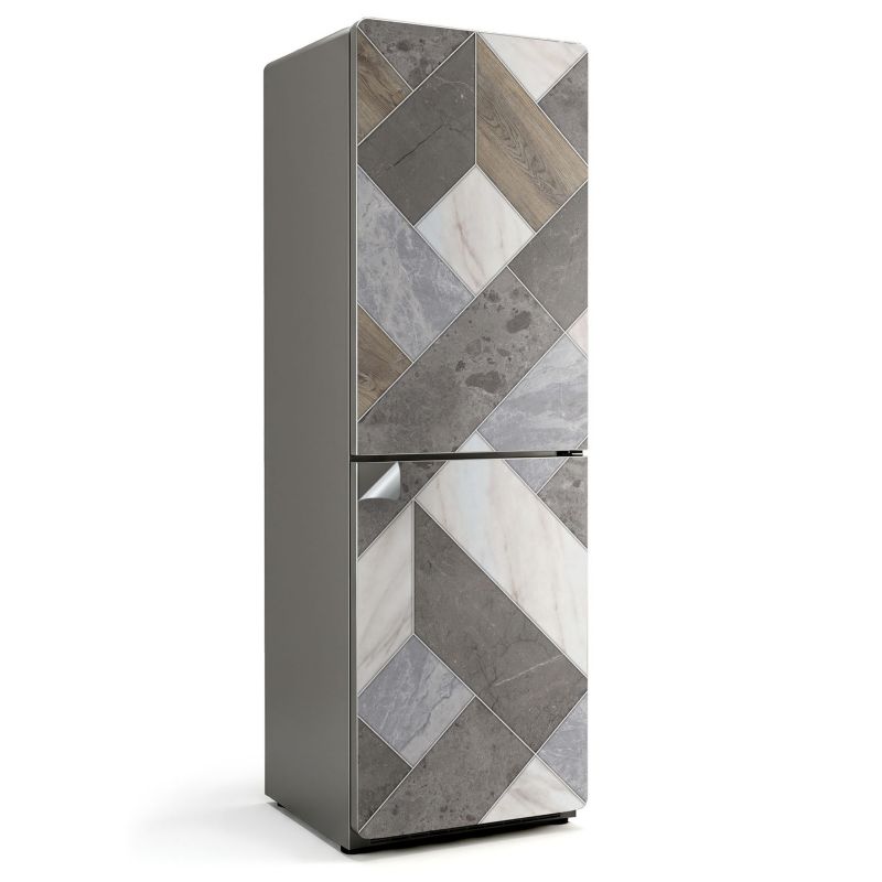 Ozdobna naklejka na lodówkę Wallfluent 60x190 cm Wzór geometryczny z płytkami 1 szt.