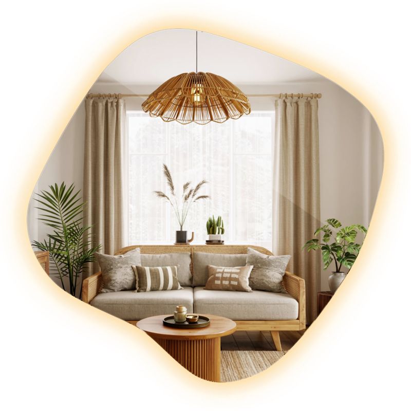 Dekoracyjne Lustro Łazienkowe LED Tulup 48x48 cm Ścienne o Organicznym Kształcie Ciepłe Światło 1 szt.