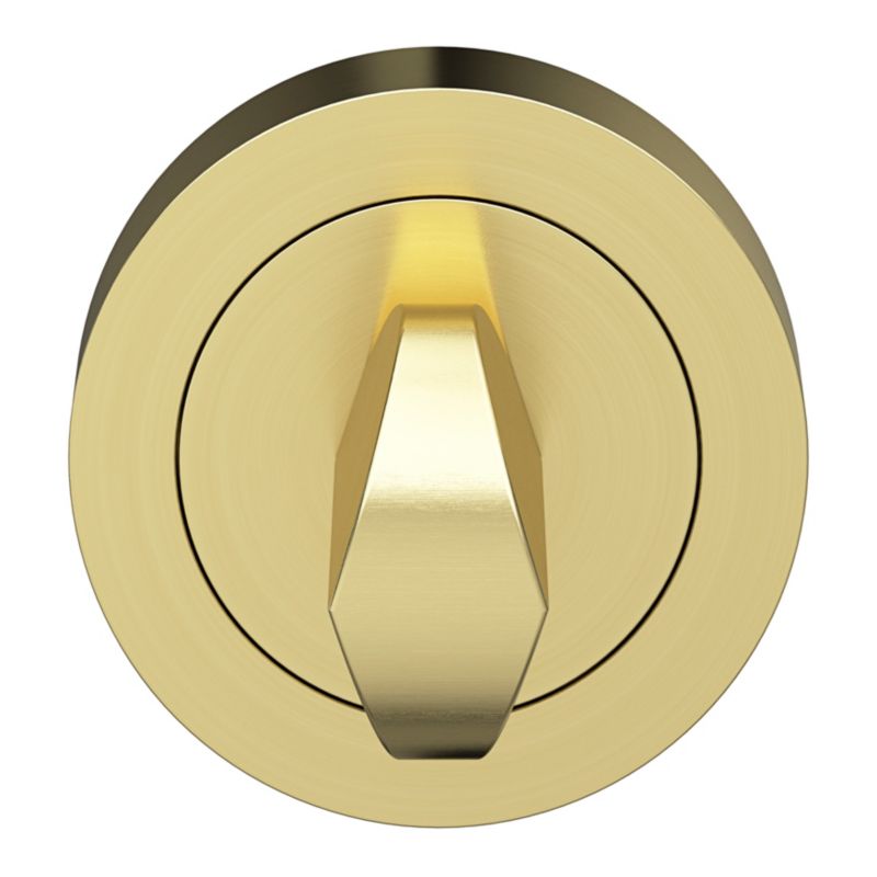 Szyld okrągły GoodHome Premium WC szczotkowany mosiądz