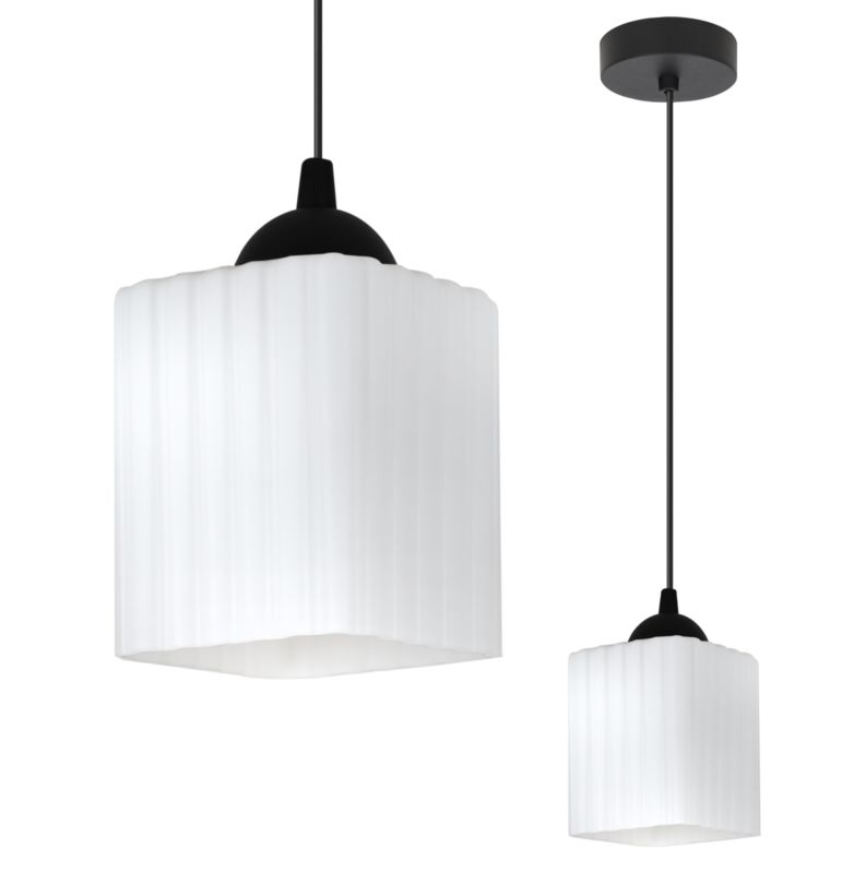 Lampa sufitowa wisząca Light Home LH Riffle sześcian 1x E27 60W czarny/biały 1szt