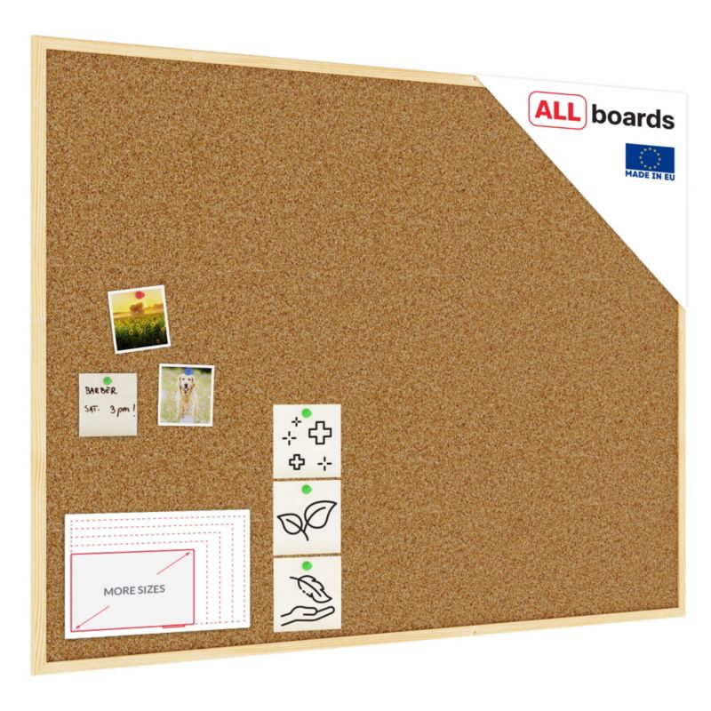 Tablica korkowa 120x90 cm ALLboards rama drewniana natrualna 1 szt.