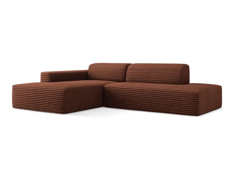 Narożnik prawostronny LaMiaSofa BOVA z tkaniny sztruksowej 240x90 cm terakota 1 szt.