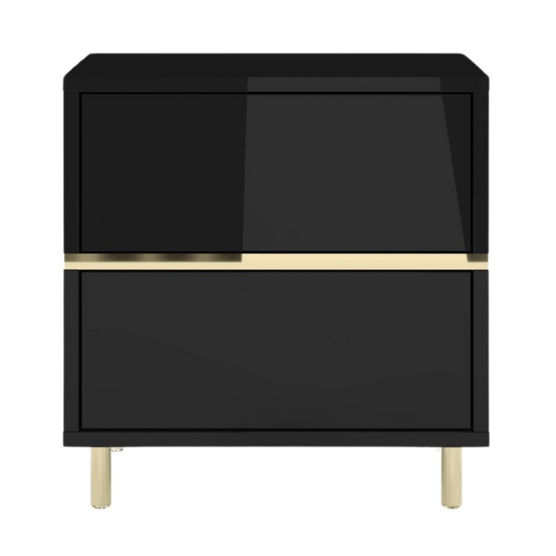 Czarna szafka nocna Dancan MARIKA ze złotymi dodatkami 1 szt.