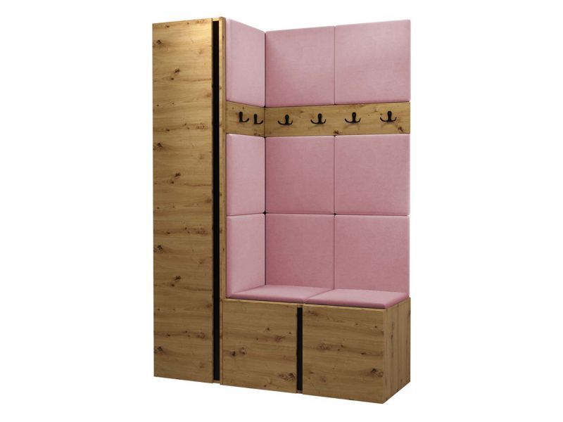 Garderoba MIRJAN 24 Orion IX dąb artisan/czarny + różowy 1 kpl.