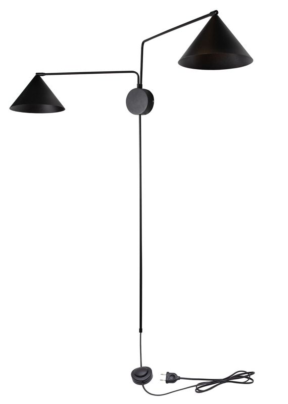 Kinkiet ścienny Sigma Lighting Magic czarny z włącznikiem styl minimalistyczny 2 x E27 x IP20 wym: 135 x 23 x 142 cm - 1 szt.