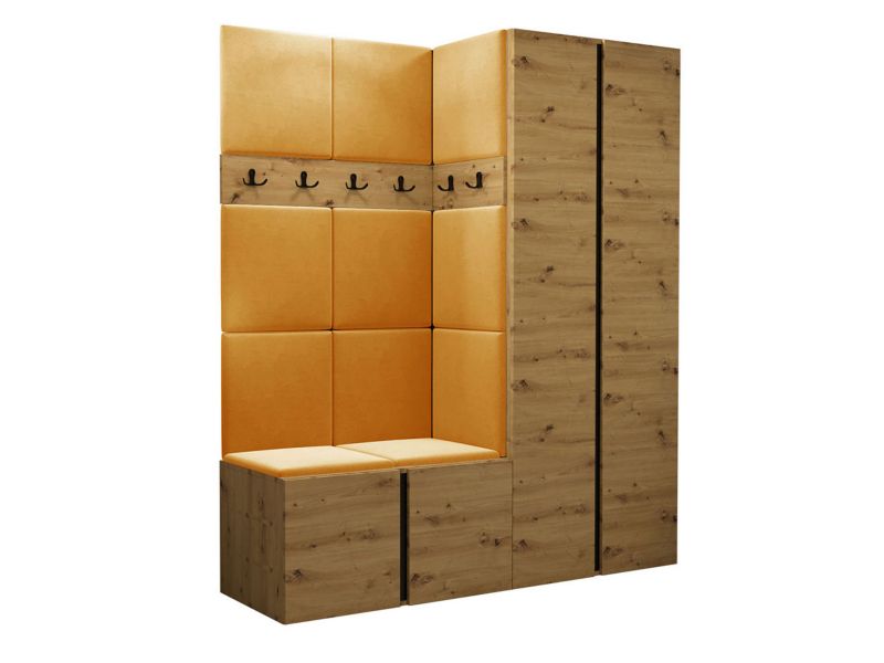 Garderoba MIRJAN 24 Orion III dąb artisan/czarny + żółty 1 kpl.