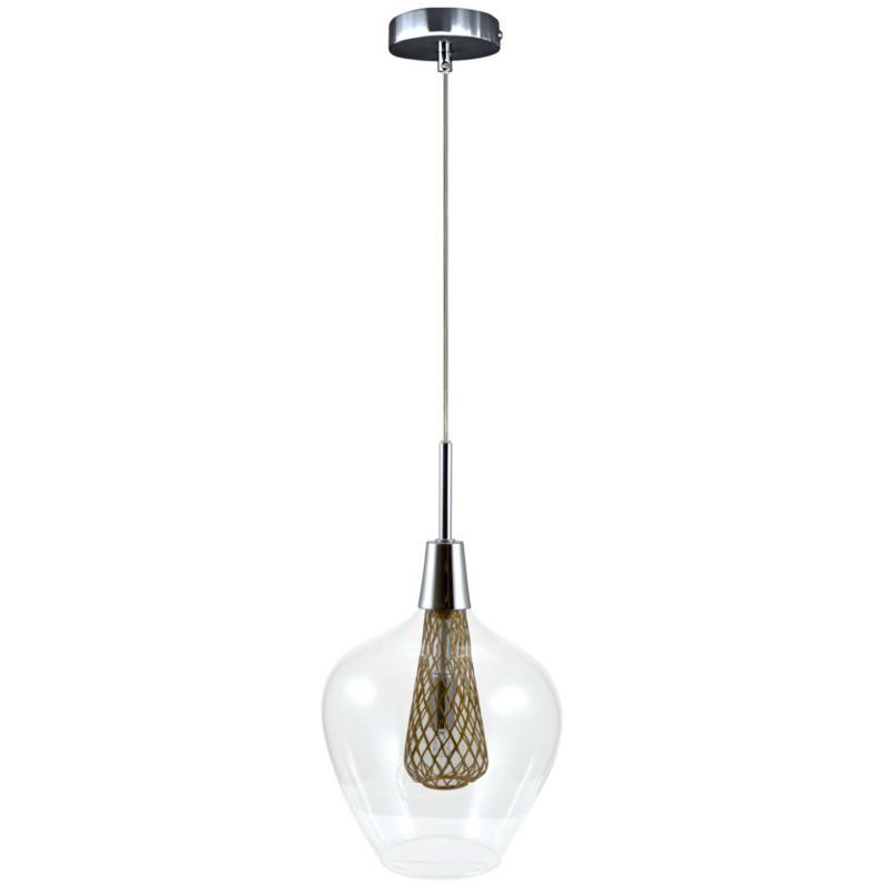 Lampa wisząca Polux Dyson chromowana przezroczysty-złota wym: 150 x 19 x 19 cm 1xG9 x 1 szt.