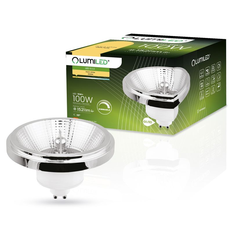 Żarówka LED Lumiled GU10 Reflektor ES111 15W 1521lm 3000K 24st Ściemnialna Srebrna 1 szt.