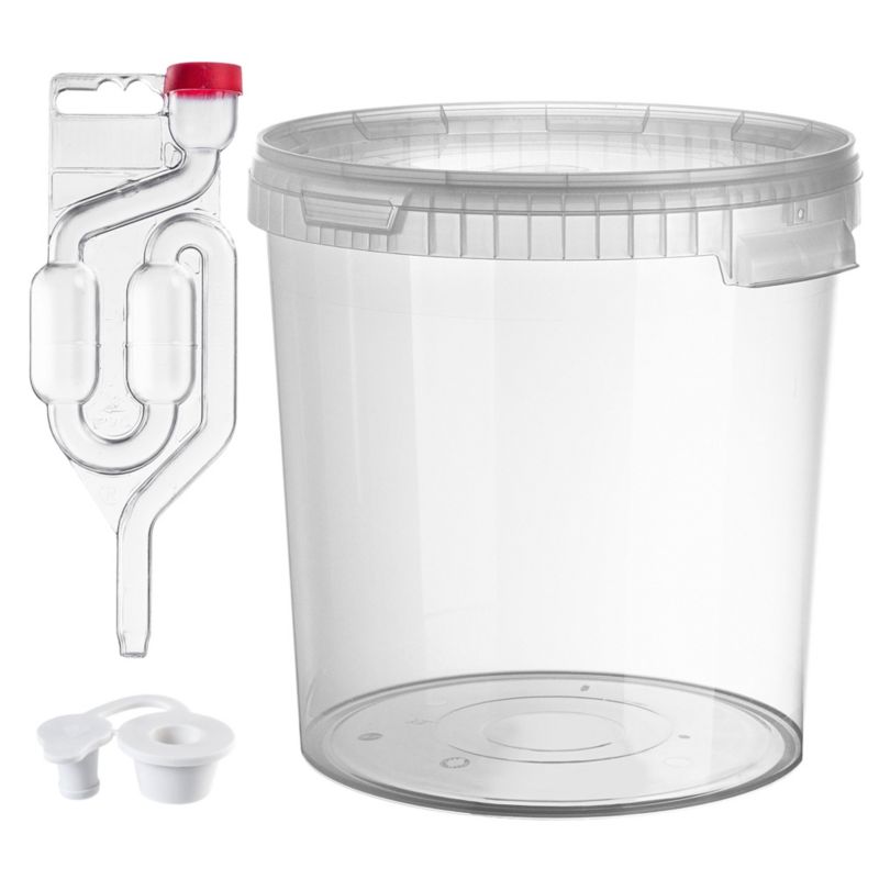 Wiadro fermentacyjne KADAX Zestaw z pokrywą, korek fermentacyjny, rurka fermentacyjna, bezbarwne 33L 1 szt.