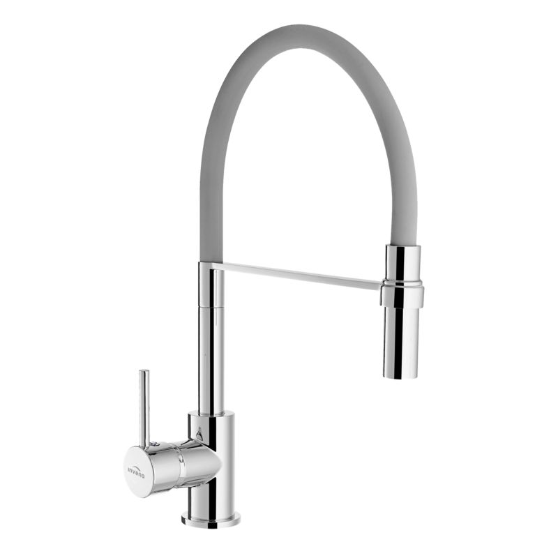 Bateria kuchenna zlewozmywakowa Invena Kameleon z ruchomą, wyciąganą wylewką szary 1 szt.