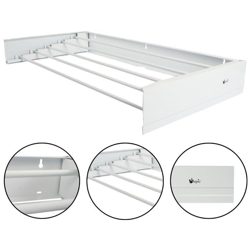 Suszarka na ubrania ścienna Rodeno biała składana 1 szt.