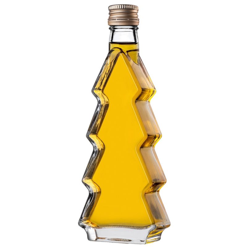 Butelka KADAX szklana choinka 200ml z złotą zakrętką 1 szt.