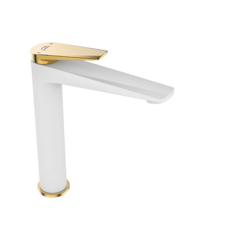 Bateria umywalkowa Laveo Rubio stojąca biała-złota 1 szt.