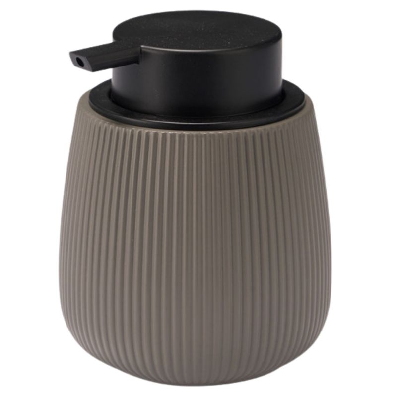 Dozownik Do Mydła Berilo Prążkowany Szary Plastik 9X9,5X12 Cm 1 Szt.