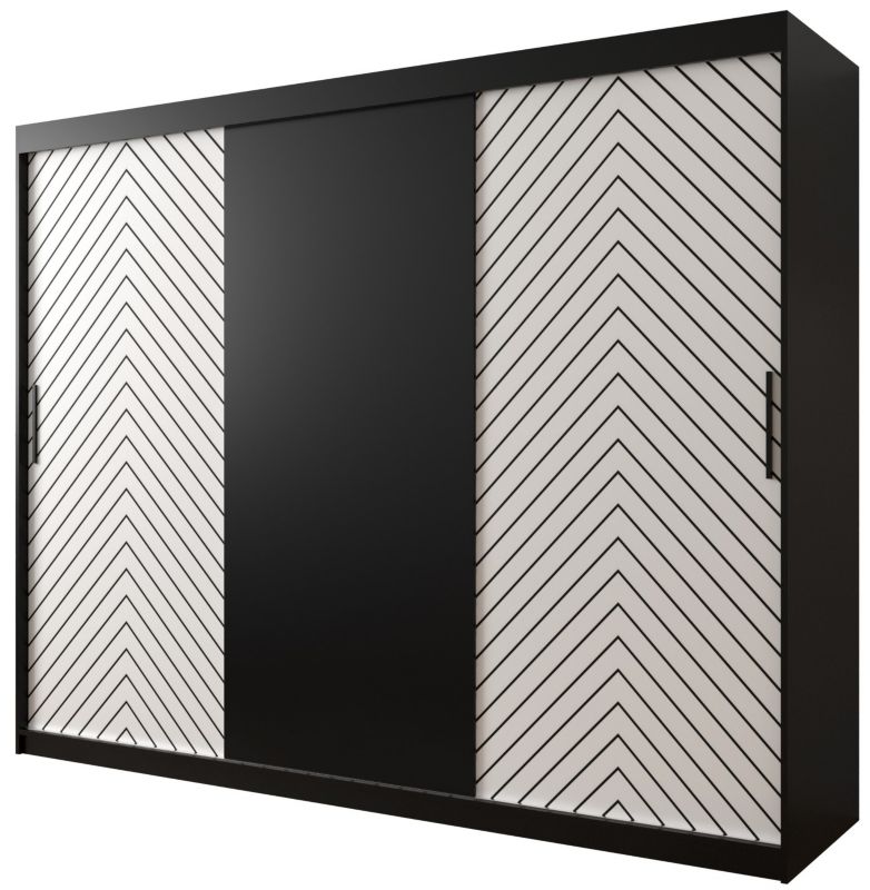 Szafa przesuwna Garderoba Abiks Jodełka 250 czarny + biały 1 szt.