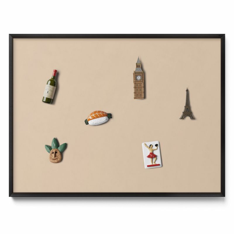 Tablica na notatki Tulup 80x60 cm Kolor beżowy w czarnej ramie 1 szt.