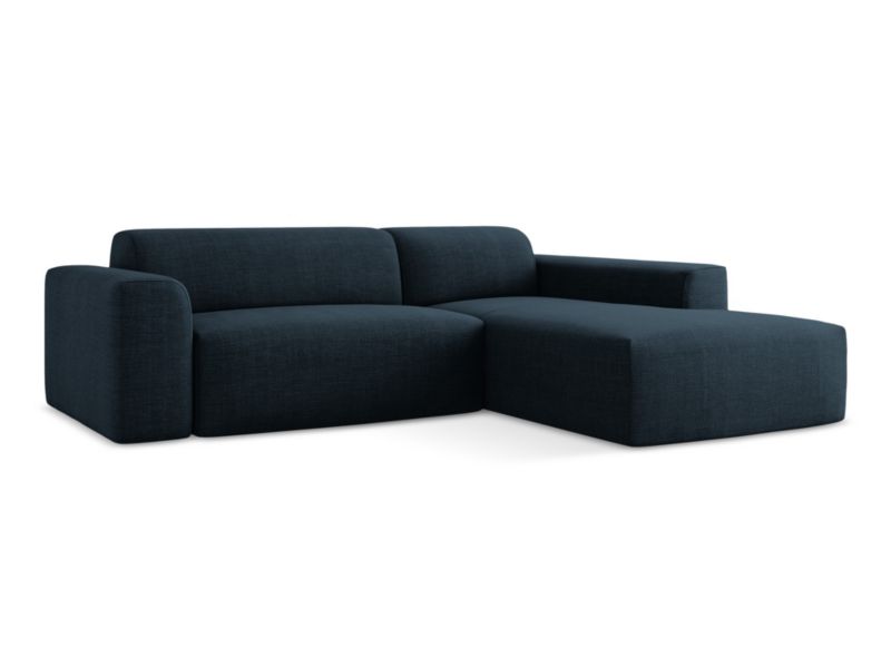 Narożnik prawostronny LaMiaSofa BOVA z tkaniny strukturalnej 270x190 cm królewski niebieski 1 szt.
