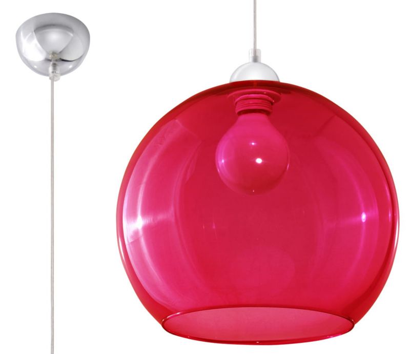 Lampa sufitowa wisząca Sollux Lighting Ball 7522 chromowana-czerwona szerokość 30 cm 1xE27 x 60W 1 szt.