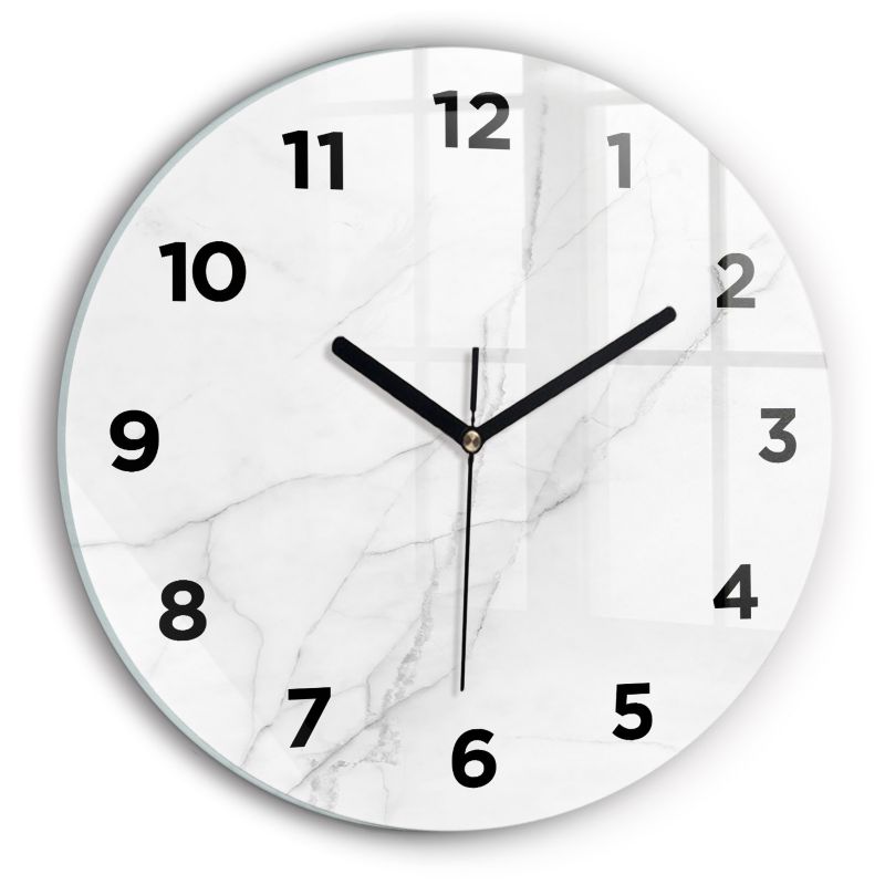 Zegar z czarnymi wskazówkami Wallfluent fi30 cm Dekoracyjny marmur 1 szt.