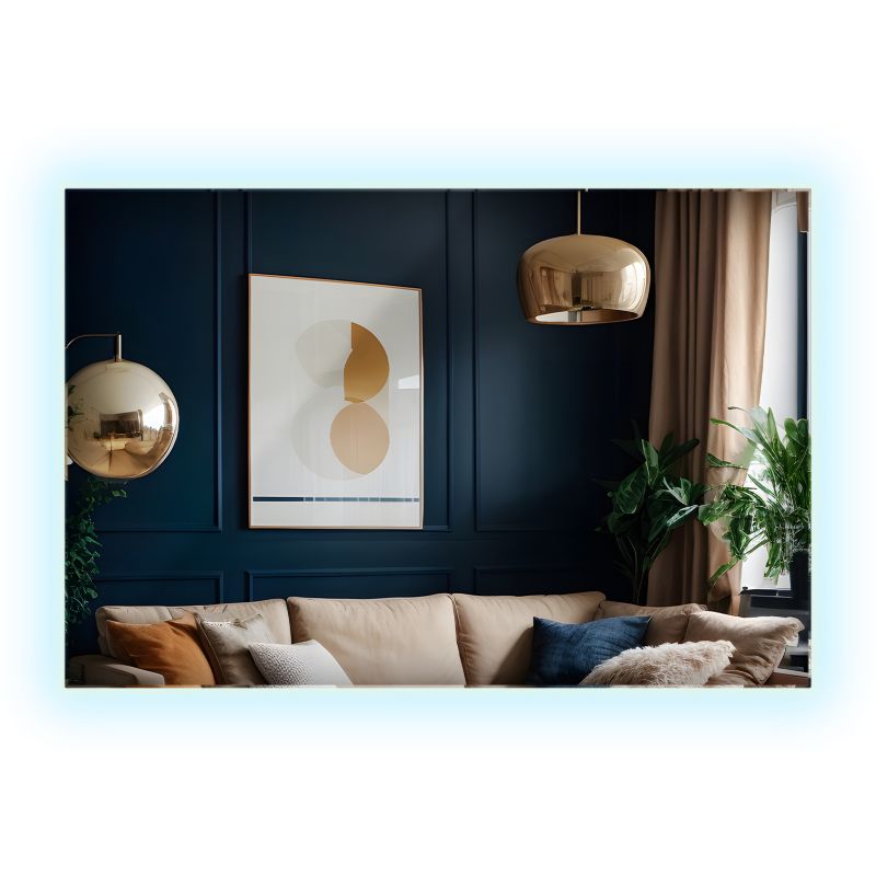 Lustro Prostokątne LED ArtPrintCave 60 x 40 cm Podświetlane Neutralne Wiszące Do Sypialni i Garderoby Na Ścianę 1 szt.