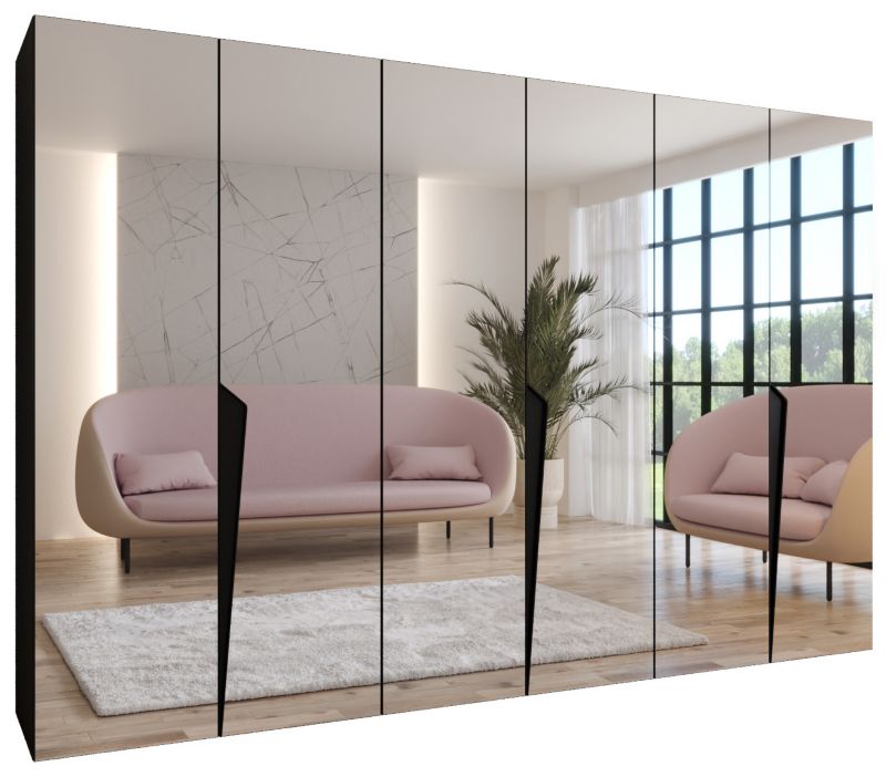 Szafa uchylna z lustrem otwierana Abiks PIANO 3 300 (3x100) wys 202 cm Czarny + Czarny 1 szt