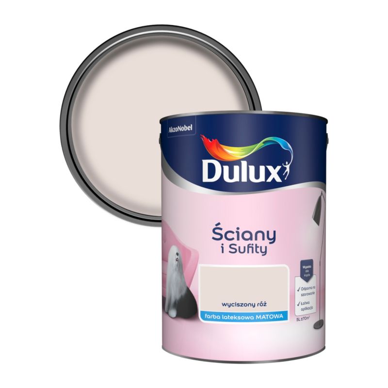 Farba Dulux Ściany i Sufity wyciszony róż 5 l